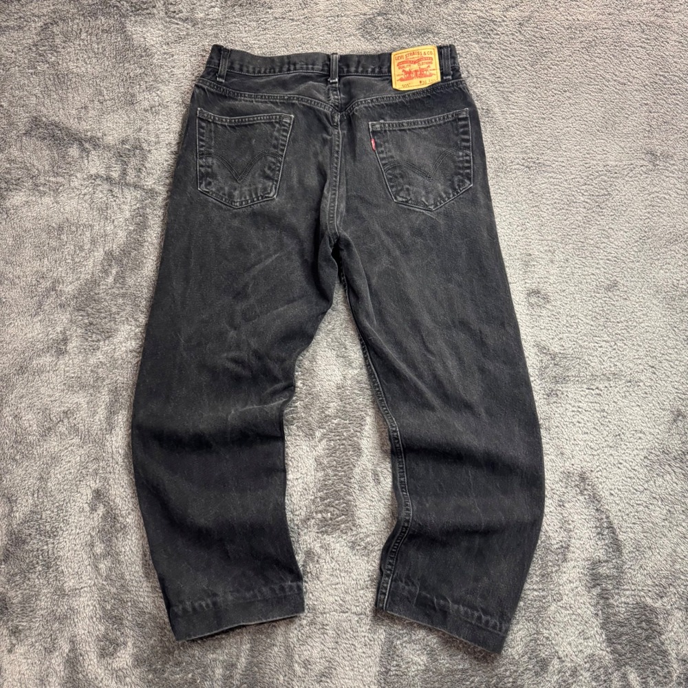 Levis 505 Regular Fit Jeans Mens 36x28 Faded Black Straight Leg Denim Pants